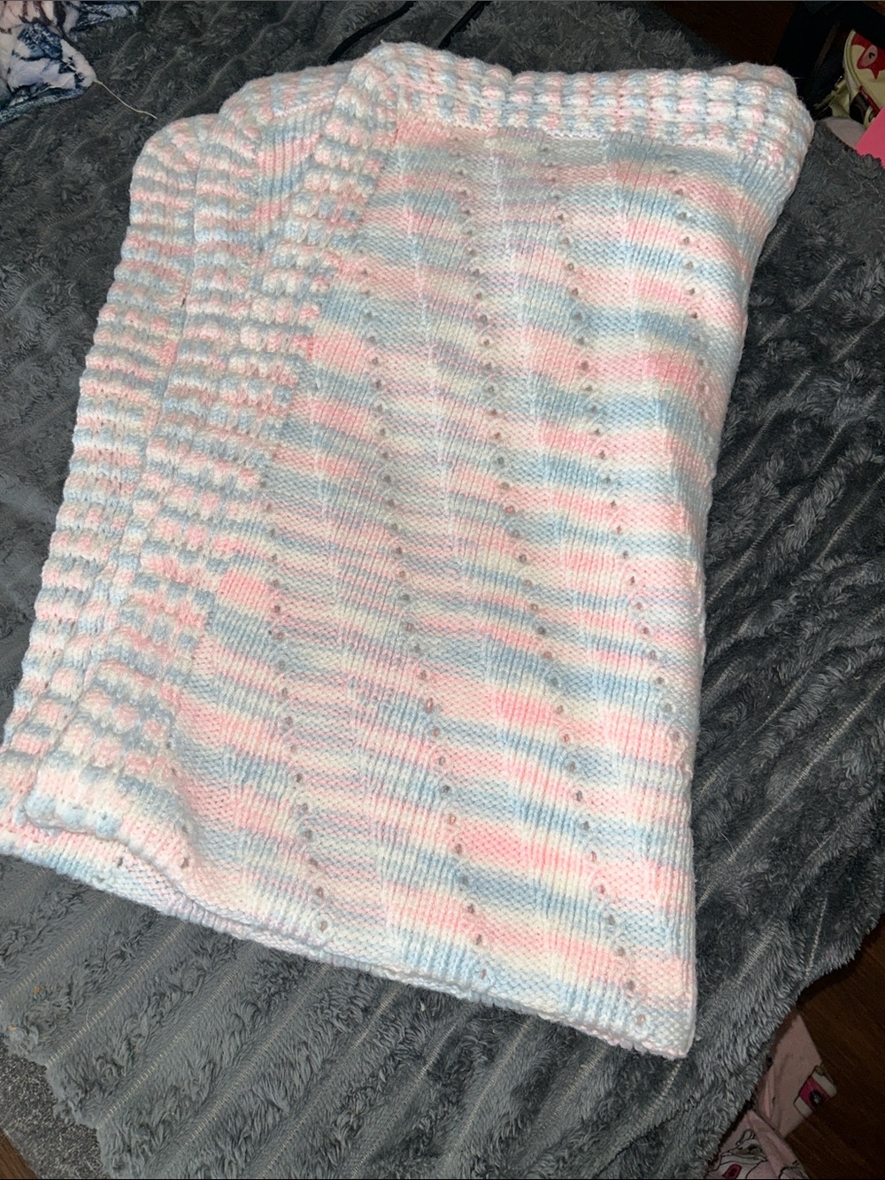 Pastel Stripe Baby Blanket - Pink, Blue & White